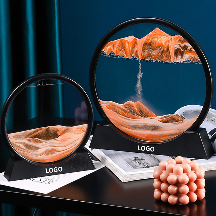 Creative 3D Quicksand Painting Ornaments Liquid Decompression Hourglass Office Desktop Living Room Nightstand Decoration Gift