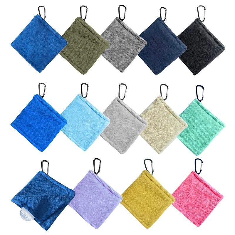 Microfiber Golf Ball Cleaner Towel With Carabiner, 5.5" * 5.5"