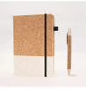 Cork Hardcover Bound Journal Book Notebooks with Pen for Work School, A5 SIze, 180 Pages/90 Sheets, Elastic Strap Closure