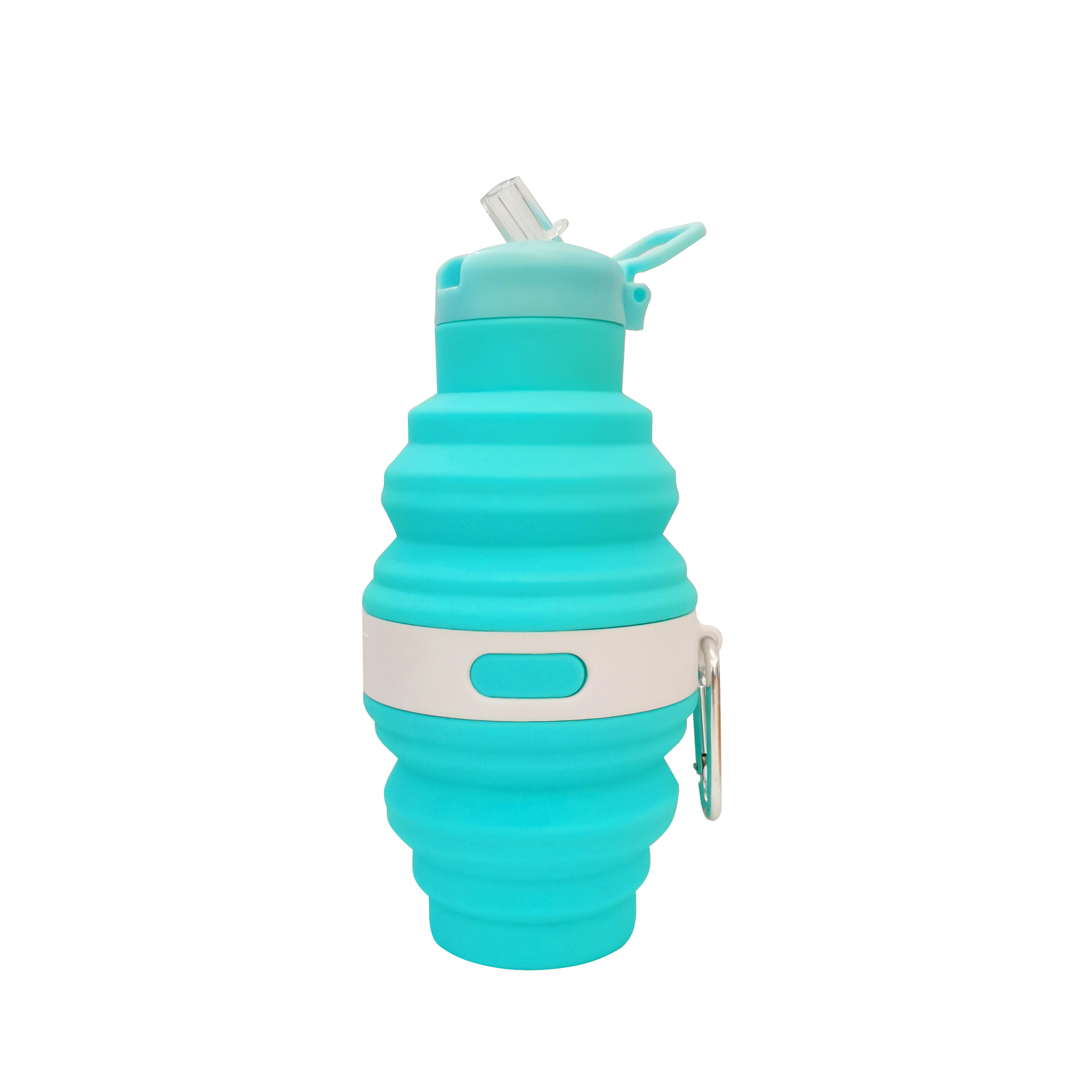 Collapsible Silicone Water Bottles With Carabiner, Foldable Outdoor Kettle