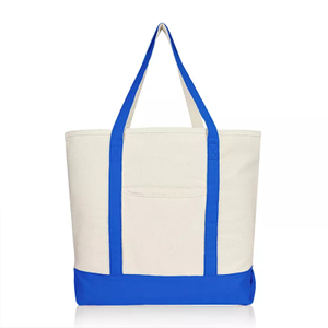 12oz Two-tone Cotton Canvas Tote Bag with Front Pocket