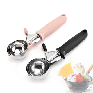 Stainless Steel Ice Cream Scoop with Trigger and Comfortable Long Handle Cookie Scooper