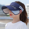 Retractable Wide Brim Sun Visor Hat Women Empty Top Hat Travel Beach Hats, UV Protection Sun Hat