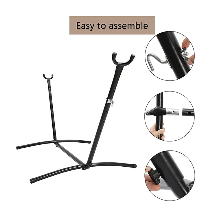 Trendy Portable Camping Equipment Hammocks with Iron Frames Outdoor Camping Double Hammocks Bracket Shelves