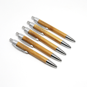 Bamboo Pens Bulk Wood Natural Engraving Retractable Black Ink Refills Ballpoint Pen