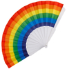 Folding Rainbow Pride Hand Fan, 9inch Colorful Plastic Folding Hand Held Fan For Rave, Festival & Parade, Pride & Party Accessory