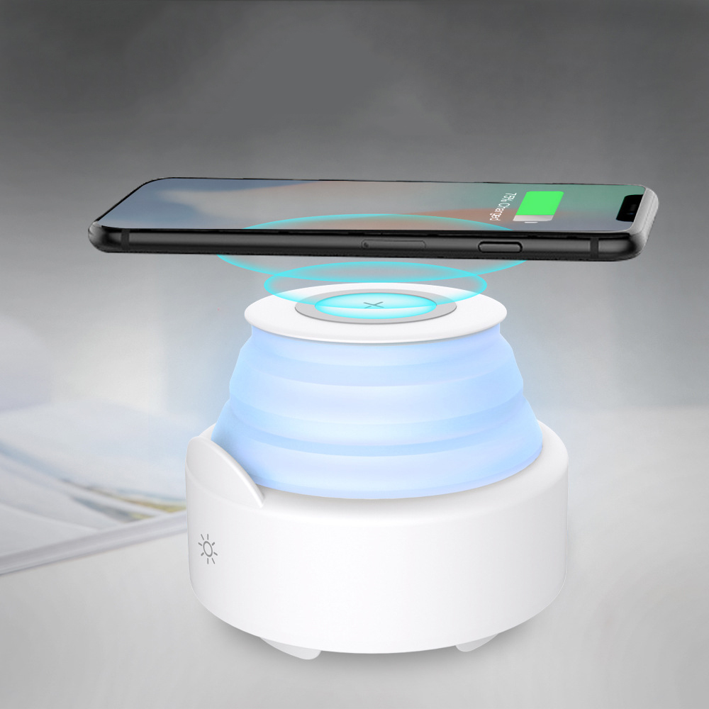 Night Lights Wireless Bluetooth Speaker Touch Sensor Bedside Warm Light Night Lamp with Wireless Charging