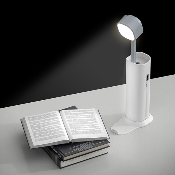 LED Table Lamp Rechargeable Desk Lamp with USB Charging Port & Phone Holder Emergency Charging Power Bank