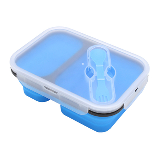 Collapsible Bento Box 3-Compartments- Foldable Silicone Lunch Box Eco Meal Kit