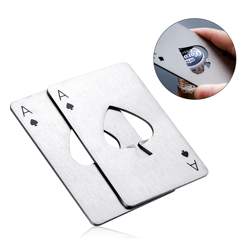 Stainless Steel Portable Poker Credit Card Bottle Openers Metal Beer Can Cap Openers for Wallet Pocket