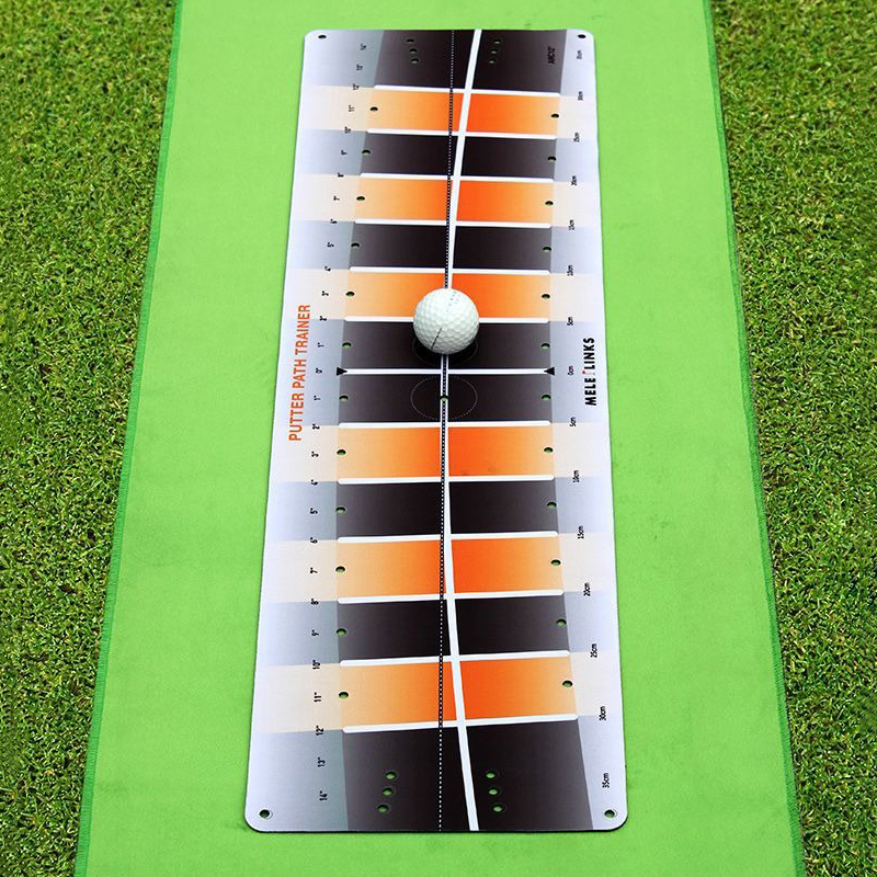 30" X 8.5" PU Putting Path Trainer Mat with 2D Visual Guide To Refine Alignment, Angle, And Consistency