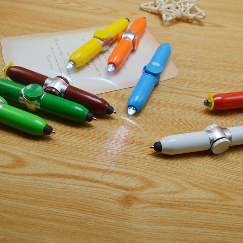 LED Finger Gyro Pen Fidget Spinner Pen with Led Light Anxiety Pen