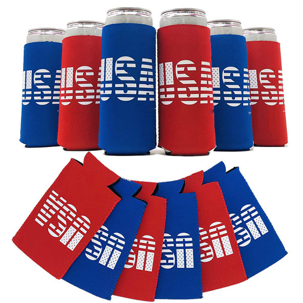 Premium 12oz Slim Can Neoprene Cooler Sleeve Reusable Skinny Tall Neoprene Beer Can Coolers