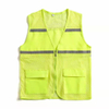 Zippered Reflective Safety Vest Volunteer Workwear Waistcoat with High Reflective Strips Bright Neon Color