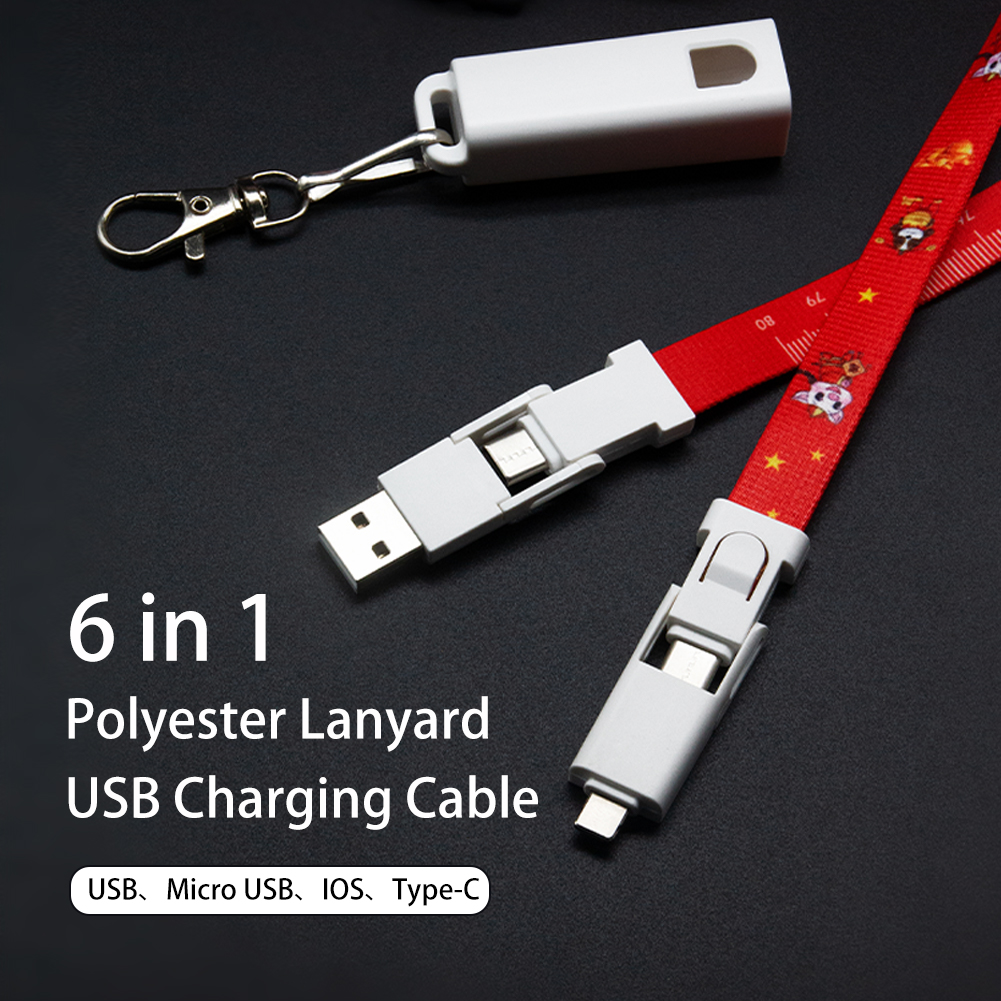 6-in-1 Tape Measure USB Charging Cable Lanyard