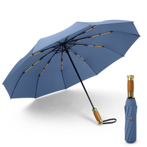 Premium Automatic Windproof Travel Umbrella Wooden Handle Portable Folding Auto Premium Umbrella