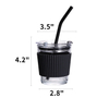 Glass Straw Cup Portable Milk Coffee Tumbler with Lid Silicone Sleeve Juice Water Bottle