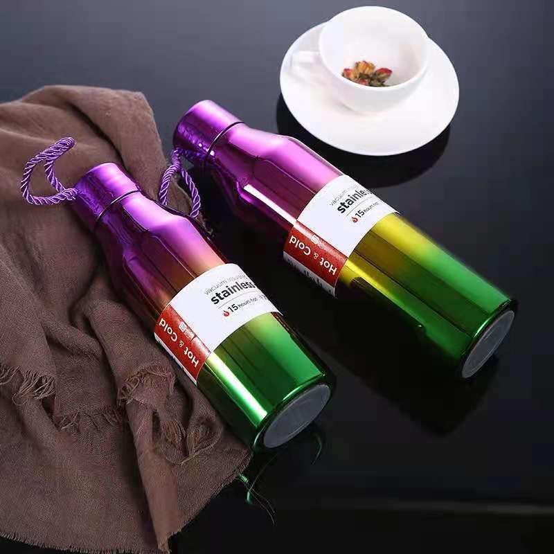 11.8oz / 17oz Insulated Cup Gradient Color Rope Stainless Steel Water Bottle Keeps Cold Hot Thermal Bottle