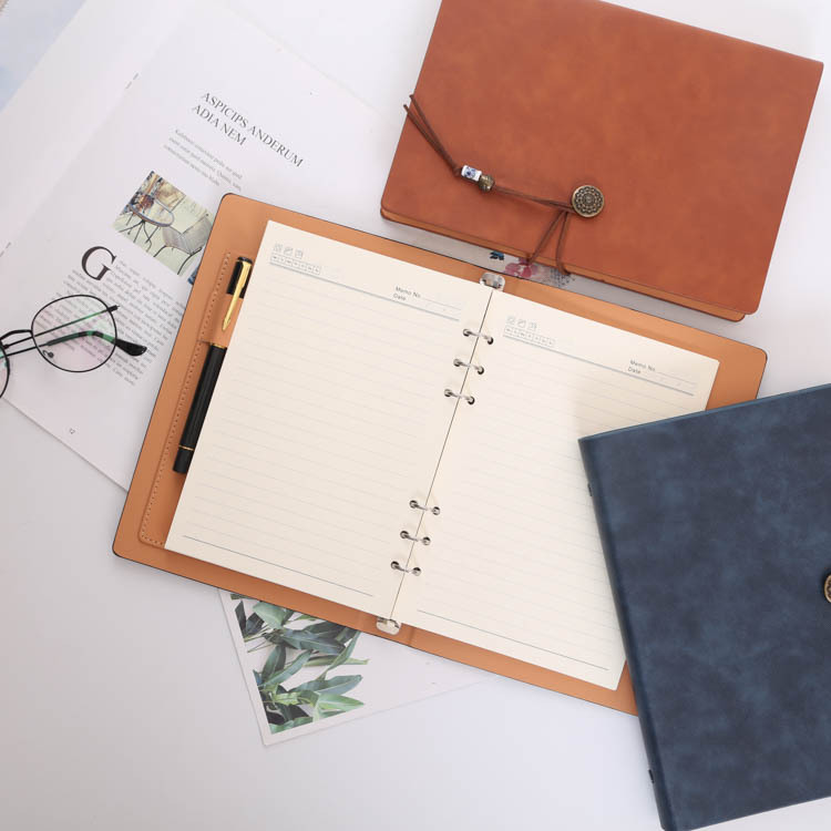 Wonderful Leather Journal A5 Refillable 6 Ring Binder Notebook with Lined Paper and Pen Writing Diary for Work Travel and Agenda Plan