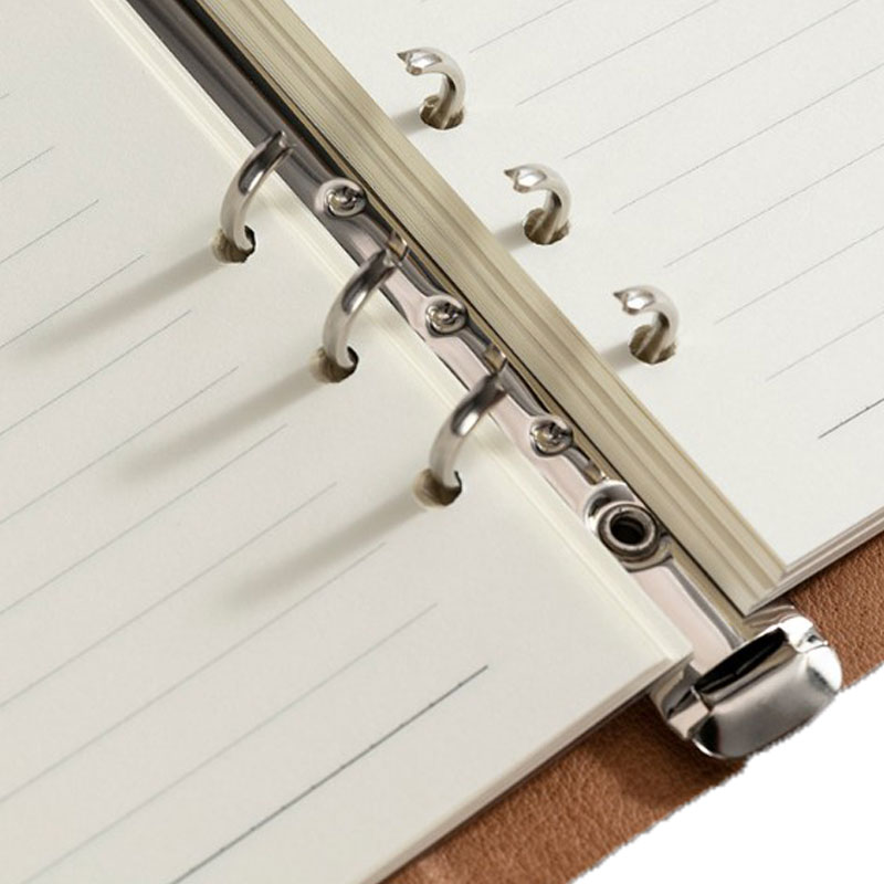 PU Leather Refillable Binder Loose-leaf Spiral Business Notebook Journal With 6 Round Rings