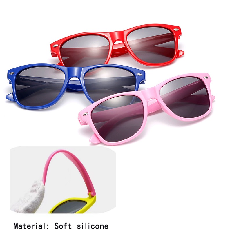 Kids Polarized Sunglasses TPE Rubber Flexible Frame Shades for Girls Boys