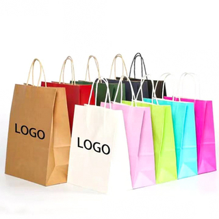White Kraft Paper Gift Shopping Retail Party Bag Gift Bags with Handles Bulk,100% Recyclable Paper Bags