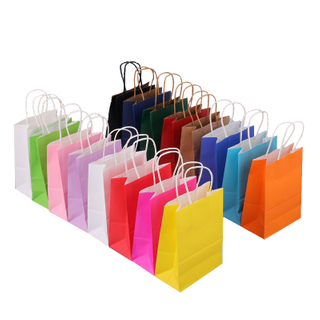 Recyclable Kraft Paper Shopping Bag With Twisted Handles, Ideal for Grocery, Retail, Takeout, Parties, Gifts, Weddings