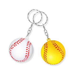 Mini Baseball Stress Reliever w/ Keychains