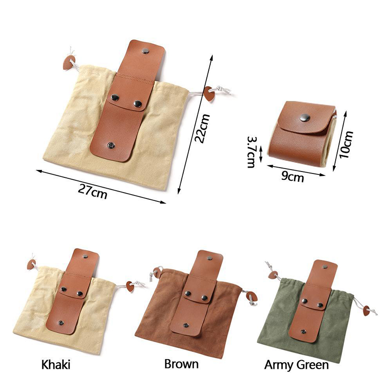 Outdoor Foldable Multi-function Foraging Pouch Fruit Picking Bag With Drawstring for Harvesting PU Leather Waxed Canvas Tool Bag