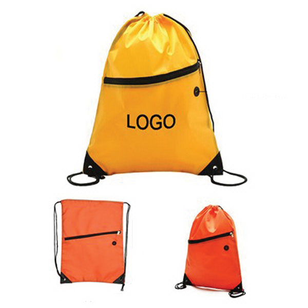 Promotional Drawstring Backpack With Earbud Hole