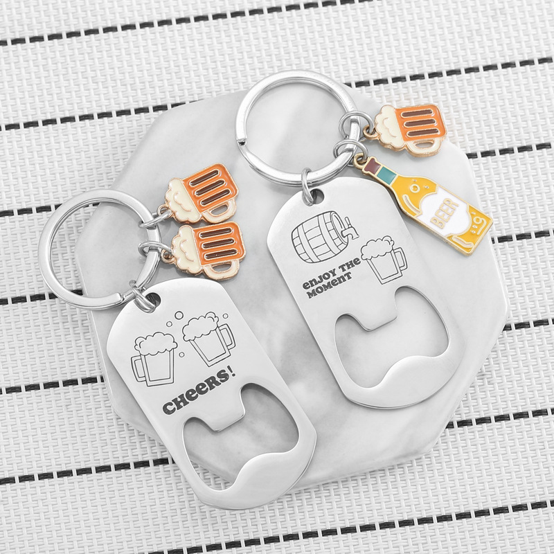 Custom Stainless Steel Bottle Opener Keychain With Mini Tool Charms & Split Ring for Daily Use