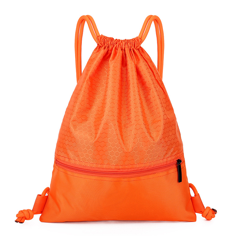 19.7 x 16.5 Inches Waterproof Gym Drawstring Backpack Bag With Front Zipper Pocket, Honeycomb Pattern Sports Cinch String Bag
