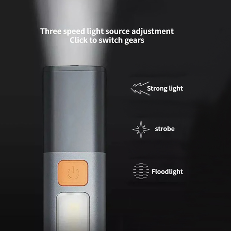 COB Rechargeable Flashlight with Carabiner Clip -- Portable LED Work Light, Size in 6 " x 1"