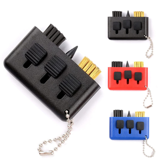 Compact Pocket Golf Clean Brush with Sharp Groove Cleaner Spike, and Brass & PP Dual Bristles, Size in 2.1" x 1.2".