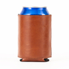 Premium 12oz Collapsible PU Leather Drink Bottle Sleeve Can Cooler, Custom Foldable Berverage Holder for Standard Cans & Bottles