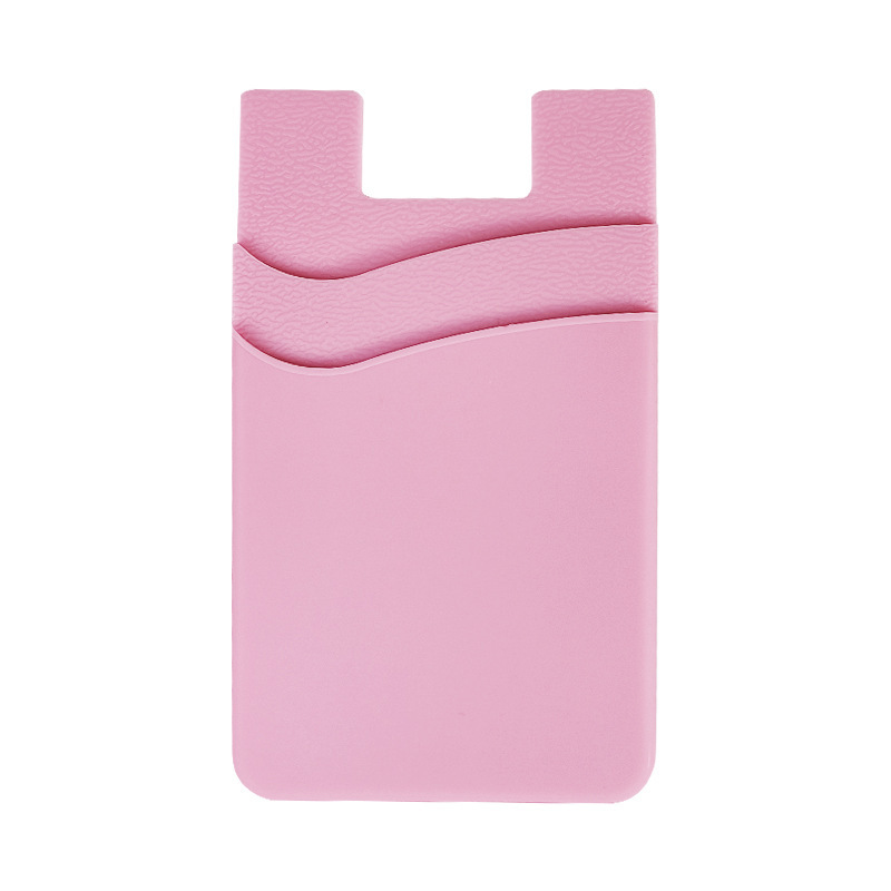 Double Pocket Silicone Phone Wallet Stick On Phone Card Holder for Back of Phone Case