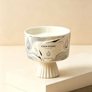 Custom Printed Ceramic Wax-Free Candle Holder, Elegant Home Decor for DIY Candle Container
