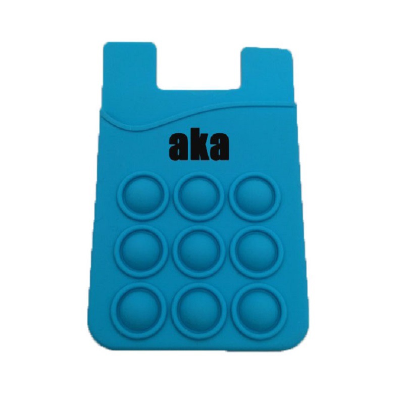 Silicone Adhesive Phone Wallet with Pop Bubble, Stick-On Phone Card Holder, Slim Fidget Phone Accessory for Cards & ID