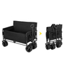 Foldable 2-in-1 Convertible Camping Wagon with Sofa Seat, Side-opening Design Outdoor Sofa Trolley Wagon.