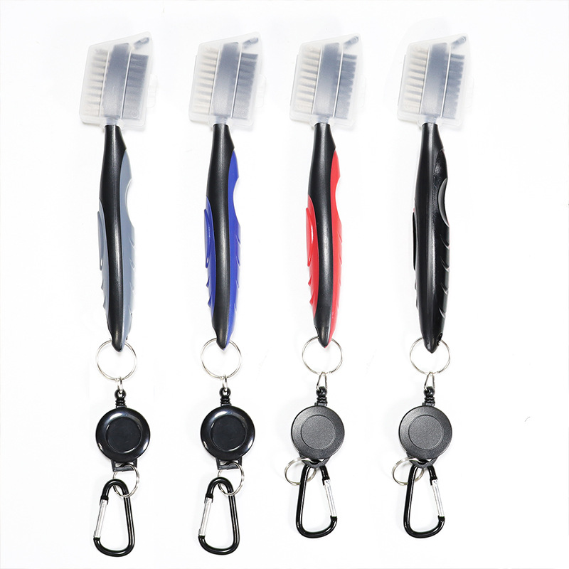 Premium Golf Club Cleaning Brush with Groove Cleaner Spike & Retractable Badge Reel & Carabiner