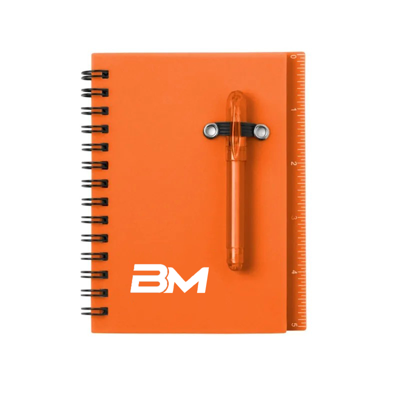 Compact PP Spiral Notebook with Pen, Sticky Notes & Ruler