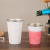 Reusable 17 oz 304 Stainless Steel Color Changing Beer Cup with Smooth Rolled Rim