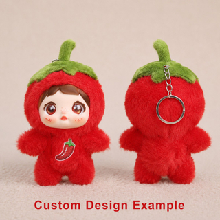 Personalized Custom Soft Vinyl Face Plush Keychain Doll