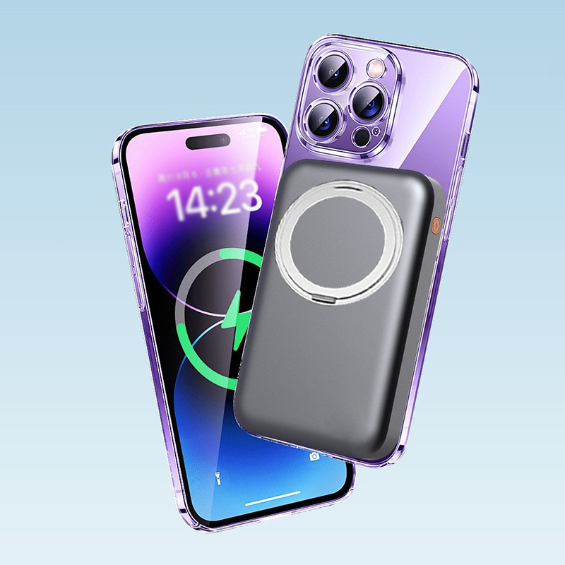 10000mAh Magnetic Wireless Power Bank with Foldable Ring Stand