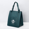 Custom Imprint Portable Recycled Non-Woven Insulated Cooler Grocery Tote Bag with Front Pocket, Zipper Closure and 20" Handles