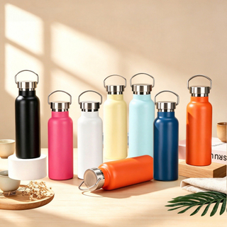 17oz Custom Stainless Steel Sports Water Bottle With Carry Lid, 500ml Double Wall Insulated Sports Tumbler With Handle Lid