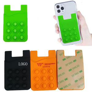 Silicone Adhesive Phone Wallet with Pop Bubble, Stick-On Phone Card Holder, Slim Fidget Phone Accessory for Cards & ID
