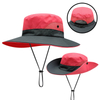 Outdoor UV Protection Bucket Hat with Mesh Ventilation & Adjustable Chin Strap - Polyester Sun Hat for Fishing, Hiking, Camping