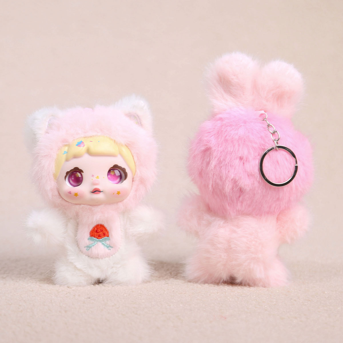 Personalized Custom Soft Vinyl Face Plush Keychain Doll