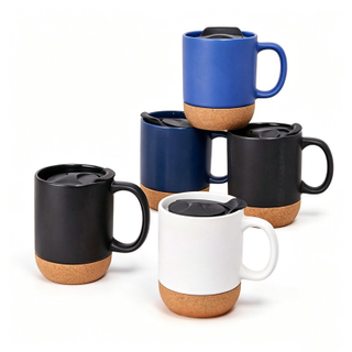 12 oz. Ceramic Coffee Mug with Removable Cork Bottom, Smooth Rim, Wide Mouth and Comfortable Ergonomic Handle